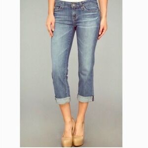 Big Star Rikki Jeans Women's 30 Medium Wash Selvedge Cuffed Capris Embroidered